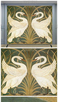 地中海田园油画白天鹅油画电视背景墙图片素材 效果图下载