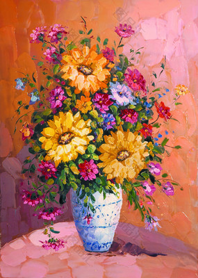 黄色花朵油画装饰画 艺术与空间的温暖邂逅