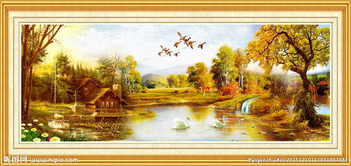 聚宝盆油画山水 艺术与吉祥寓意的完美融合