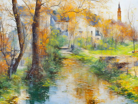 欧式风景油画 传统艺术与现代设计的优雅融合